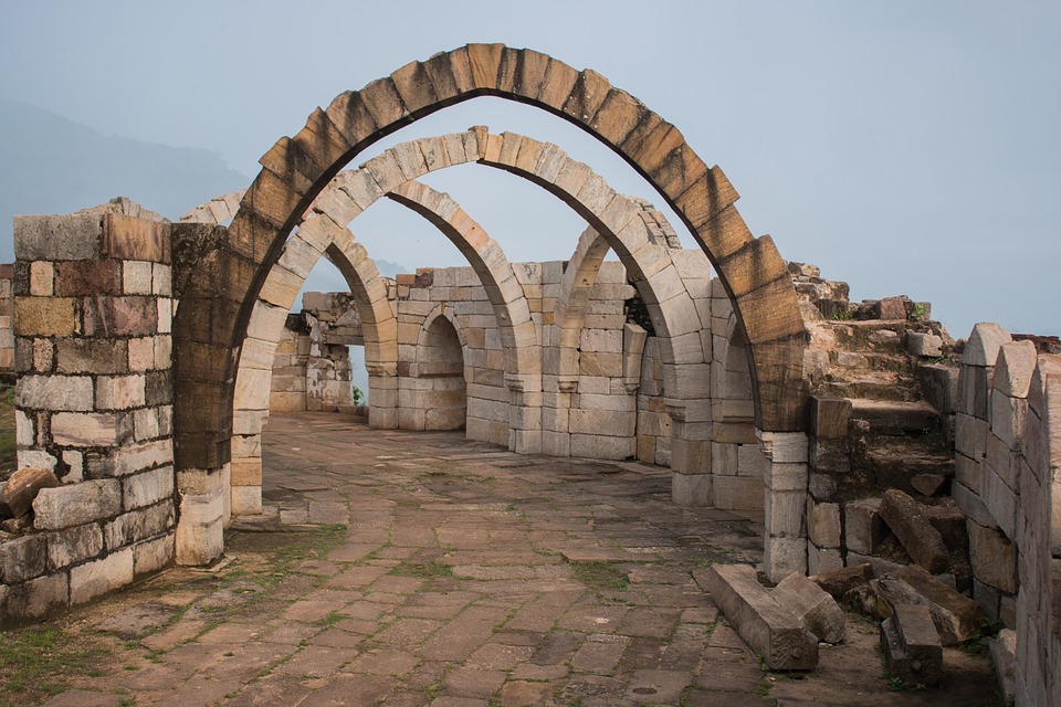 Ruins of an old archway made of stone