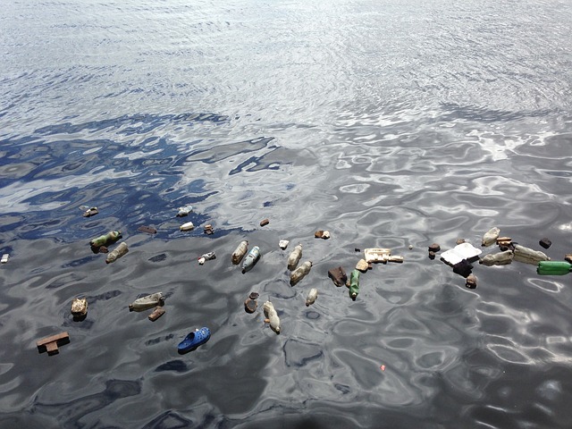 Water filled with plastic pollution